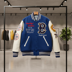 เสื้อแจ็คเก็ตวาร์ซิตี้ RexFit Sport Premium รุ่นสั่งทำพิเศษสำหรับผู้ชาย แบบ Letterman เบสบอล บอมเบอร์ ตัวเสื้อทำจากผ้าขนสัตว์ แขนเสื้อทำจากหนัง ผลิตตามแบบ OEM - Product Image 4