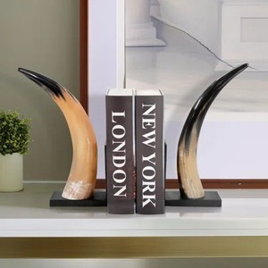 Sujetalibros de Resina (2 Piezas), Diseño Rústico, Forma de Cuerno Escultural, Patrón Irregular, Estilo Curvo - Product Image 3