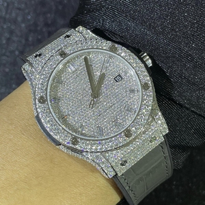 Reloj de Pulsera de Lujo con Diamantes, Completamente Adornado, Hecho a Mano con Moissanita, Mecánico, de Acero Inoxidable, Personalizado para Hombre - Product Image 5