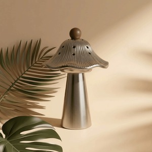 Brûleur à encens vintage en métal en forme de champignon avec couvercle, porte-encens arabe pour Oud, pour décoration de bureau et cadeaux, Or, Argent, Noir, Cendres - Product Image 5