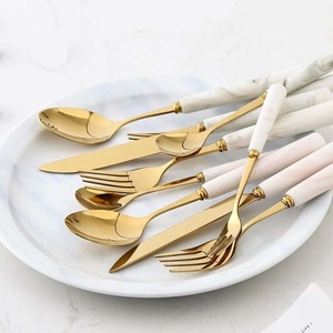 High Quality stainless steel gold Polished <b>spoon</b> <b>fork</b> <b>set</b> with unique handle design luxury flatware <b>set</b> - Product Image 1