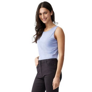 Nuevo Top Corto de Mujer con Tejido Elástico Acanalado, Color Claro, Algodón Suave, Alta Calidad, Camiseta sin Mangas Ideal para Uso Diario - Product Image 4