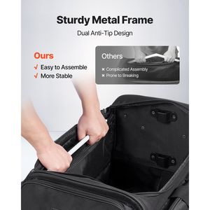 Sac de danse à roulettes de 23 pouces avec porte-vêtements et port USB, solution de rangement de danse réglable en hauteur avec protection de la vie privée - Product Image 5