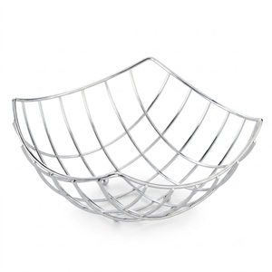 Corbeille à fruits multifonctionnelle moderne en chrome écologique, corbeille à fruits carrée en fil métallique pour comptoir de cuisine, porte-légumes en métal - Product Image 1