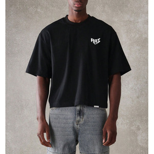 Camiseta Oversize Negra Personalizada para Hombre, Estilo Boxy, OEM, de Alta Calidad, Casual, Streetwear, Lisa, Marca Privada, Venta al Por Mayor - Product Image 4