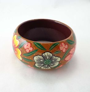 Hand Painted Wooden <b>Bangle</b> <b>Bracelet</b> for Women Rustic Boho Polish Finished Vintage Daily Wear Party Festive Fashion Jewelry Cuff - Product Image 6