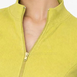 Women Cropped <b>Zipper</b> T-Shirt Casual Slim Fit Short Sleeve Tee Fashion Women Zip Up Crop <b>Top</b> Stretch Casual T-Shirt Customized - Product Image 2