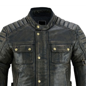 Custom Men's Studded Genuine Leather Motorcycle <b>Jacket</b> Canvas Waterproof Eco-Friendly High Street Style <b>Silver</b> - Product Image 4