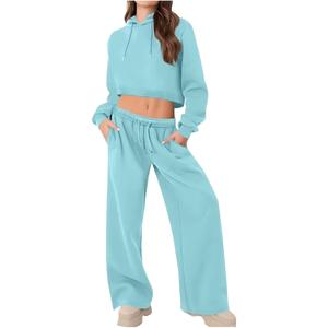 Conjunto Deportivo de Dos Piezas para Mujer, Primavera/Verano, Formal, con Capucha, Manga Larga, Pantalones Cortos, Transpirable, de Poliéster y Algodón, Corte Regular - Product Image 1