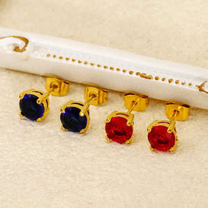 Trendy High Polish Non-Tarnish Gold Plated 925 <b>Silver</b> 14K <b>Solid</b> Gold Zircon Stud <b>Earrings</b> Unisex Wedding Anniversary Gift - Product Image 2