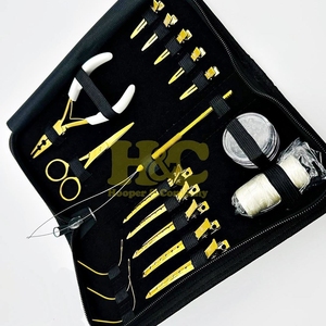 Nouveautés HOOPER COMPANY Kit d'outils pour extensions de cheveux en acier inoxydable Pinces Clips Aiguilles en forme de C Micro-perles Or Commercial - Product Image 4