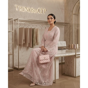 Abaya rose brodée ODM pour femmes musulmanes, robe longue à manches longues, ornée de perles, idéale pour les festivals et les mariages - Product Image 5