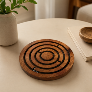 Jeu de société en bois Labyrinthe |   Puzzle de labyrinthe en marbre et bois fait main |   Jeu d'équilibre pour enfants et adultes |   Cadeau de voyage, jouet - Product Image 2