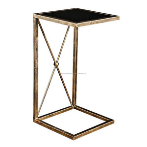 Modern Side Table with Marble Top and Glass Top Factory Direct for Living Room Bedroom Small Spaces Ambience Lifestyle - Product Image 1