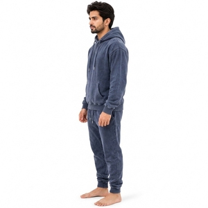 Survêtement décontracté léger imprimé sur mesure, effet délavé, en molleton vintage, pour homme, à capuche, 2 pièces, grande taille, en coton, réversible, pour l'été - Product Image 3