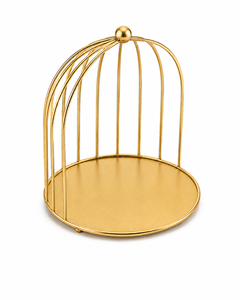Gold Metal Birdcage Ornament Round Tabletop Decor Modern Home Centerpiece Polished Finish - Product Image 1