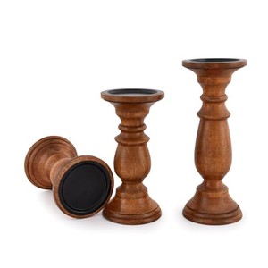 Hand-Turned Mango Wood Spiral Twist Candle Holders Wholesale | Artisan India - Product Image 3