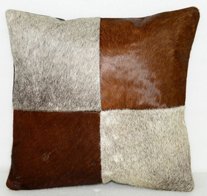 Funda de Almohada de Cuero Vacuno con Diseño de Patchwork, Cojín de Piel de Vaca Natural para Sofá y Hogar - Product Image 6
