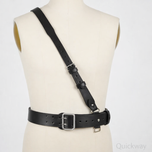 Cinturón Estilo Sam Browne de Cuero Negro Hecho a Mano con Correa Cruzada Completa – Cinturón Formal de Cuero Genuino de Primera Calidad - Product Image 5
