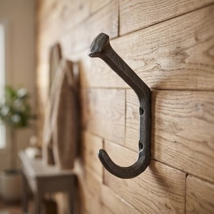 Rustic Cast Iron Wall <b>Hook</b> Heavy Duty Metal <b>Coat</b> Hanger <b>Single</b> <b>Hook</b> Design For Clothing Storage Wall Mounted - Product Image 1