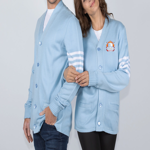 New Year Cardigan Sweater Women's Cashmere V-neck Women's Jacket Fashion Women's LIGHT BLUE/WHITE SWEATER - Product Image 1