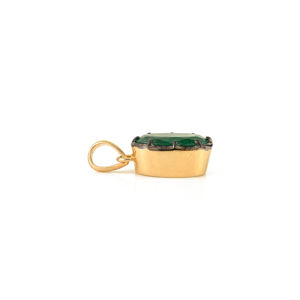 Diseño único hecho a mano con esmeralda auténtica, colgante de piedra única en oro amarillo macizo de 18K con baño de rodio negro, regalo para mamá, joyería fina. - Product Image 5
