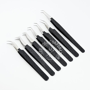 แหนบต่อขนตาแยกวอลลุ่มสีดำกลิตเตอร์แหนบสแตนเลสขนตาแต่ละชิ้น - Product Image 1