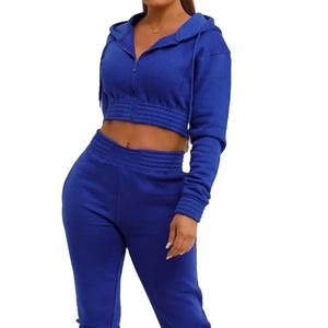 OEM Logo personnalisé vente en gros de grande taille à la mode haut court survêtement 2 pièces ensemble motif solide courte longueur pour l'hiver 2026 HI - Product Image 5