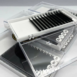 Extensiones de Pestañas de Cachemira Negro Mate Preformadas, Pestañas de Volumen Sueltas, Longitud Mixta, Caja de Papel con Logotipo Personalizado, Venta al por Mayor, PBT Coreano - Product Image 6