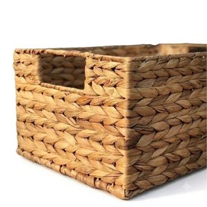 Eco-friendly <b>Storage</b> <b>Basket</b> from Natural Fiber Water Hyacinth with Sturdy Built-in Handle <b>Rectangular</b> <b>Baskets</b> Made in Vietnam - Product Image 6