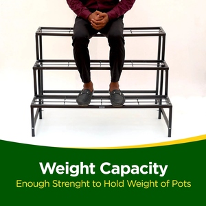 3 Tier Heavy Duty Chrome Plated Iron Plant <b>Stand</b> with Self Watering & Drainage Holes for <b>Pots</b> Living Room Balcony & Garden Use - Product Image 4