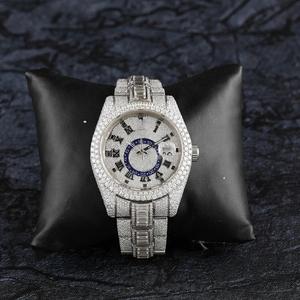 Montre automatique de luxe en acier inoxydable, sertie de diamants et de moissanite, mouvement suisse, résistante à l'eau, pour la vente en gros aux entreprises - Product Image 1