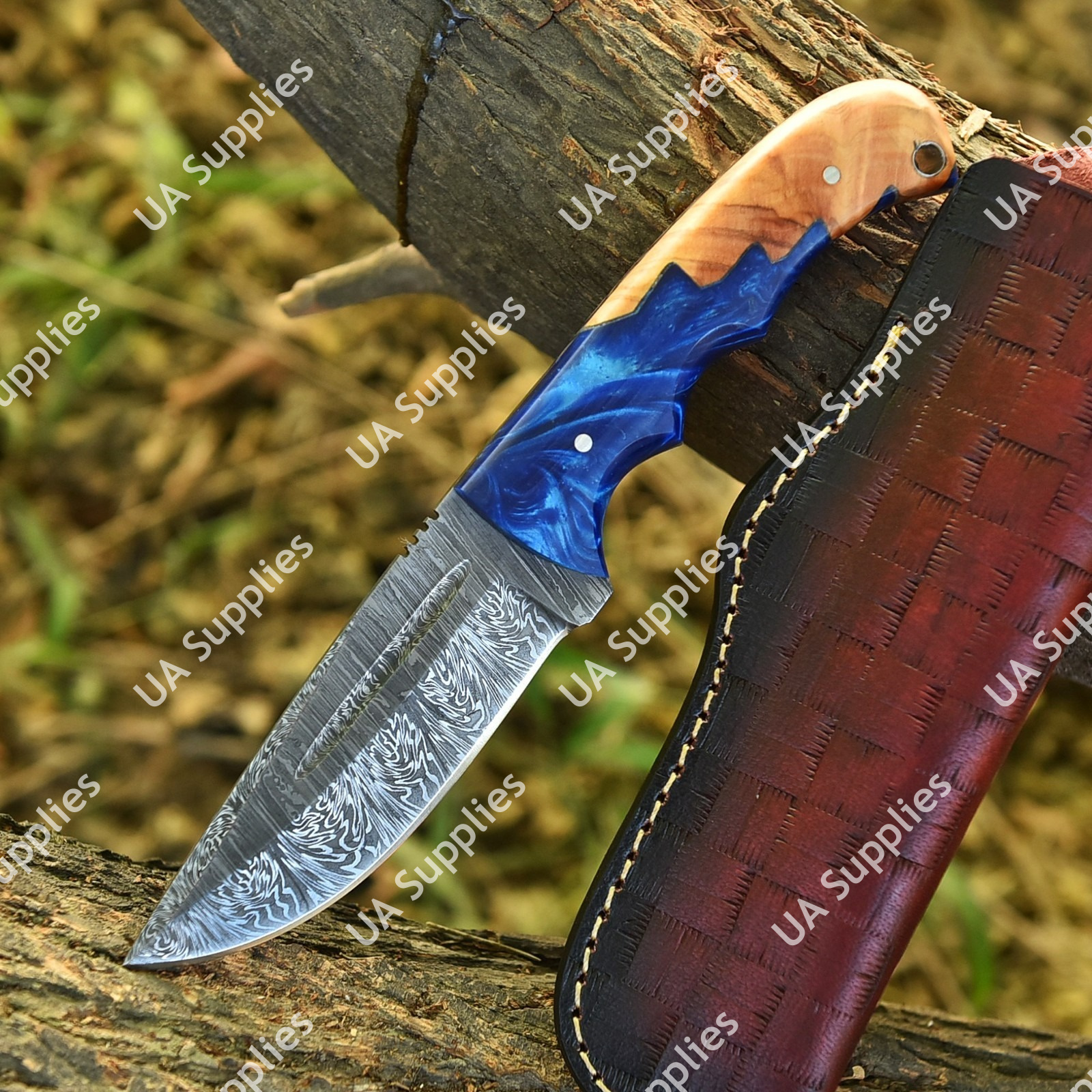 Olive Wood & Blue Resin