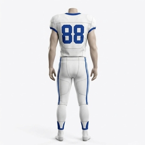 Custom Men's White Blue American Football Uniform <b>Padded</b> Jersey and <b>Pants</b> Set Sports Team Apparel - Product Image 4