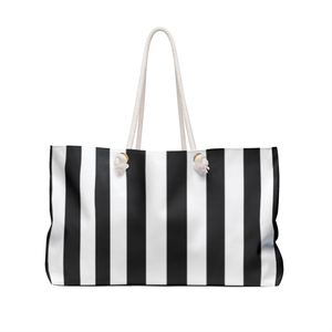 Bolsa de Viaje de Fin de Semana con Rayas Verticales Blancas y Negras, Bolso Náutico para la Playa - Product Image 4