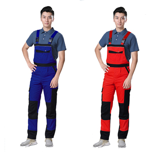 Combinaison de travail orange pour hommes, en coton, résistante à l'abrasion, avec bretelles réglables, combinaison de travail robuste - Product Image 3