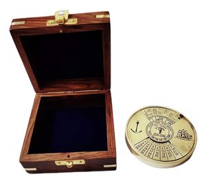 Vintage Brass <b>Perpetual</b> <b>Calendar</b> Paper Weight with Wooden Box Maritime Nautical Desk Decor Collectible Gift - Product Image 4