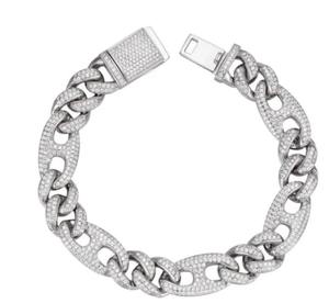 Bracelet de luxe en argent 925 avec chaîne de diamants, taille brillant rond, micro-incrustation, pour homme, usage quotidien, plaqué rhodium, maillons géométriques - Product Image 1