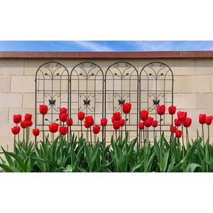 Set di 4 tralicci da giardino in metallo antiruggine 220 cm x 50 cm, supporto per piante rampicanti da esterno, categoria prodotto: recinzioni e cancelli - Product Image 1