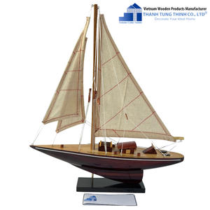 Thanh Tung Thinh Wooden Sailboat Model Handmade Coastal Decor Standing Type for Living Room - Product Image 4