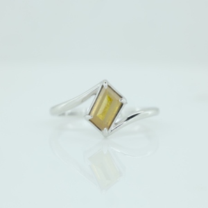 Anillo de Plata de Ley 925, Estilo Clásico, Corte Rectangular, con Piedra Preciosa de Citrino, para Boda, Compromiso, Aniversario, Fiesta, Regalo - Product Image 2