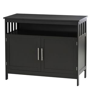 Buffet vintage fait main en noir avec étagères réglables, portes magnétiques, poignée métallique, style farmhouse, armoire de salle à manger ou de cuisine - Product Image 1