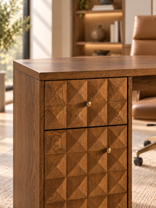 Armoire de rangement rustique antique en bois massif faite à la main avec 2 tiroirs et 2 étagères, ton noyer, pour le salon ou le bureau à domicile - Product Image 1