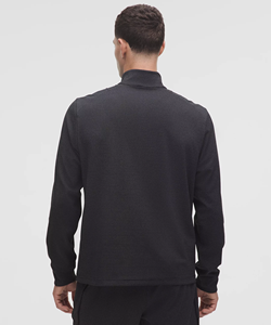 Men's Textured Half-Zip Long Sleeve Top Black Dot Pattern Breathable Regular Fit All Seasons Sweatshirt - Product Image 2