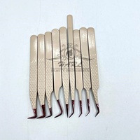 Pinzas Profesionales para Extensión de Pestañas, de Acero Inoxidable con Punta Dorada Rosa, Antimagnéticas, Longitud de 10 mm, Personalizables
