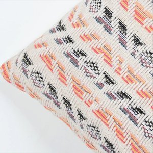 Hand Loom Woven Texture Boho Ivory and Red <b>Cushion</b> Cover Case with Zipper Closure for Home - Product Image 3