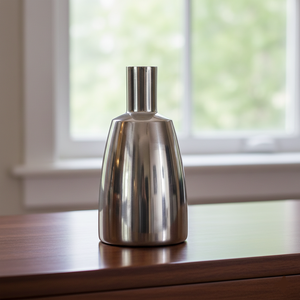 Modern Brushed Stainless Steel Wedding Eco-Friendly Flower <b>Vase</b> Minimalist Silver Decorative <b>Bud</b> Industrial Tabletop Centerpiece - Product Image 1