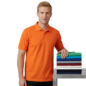 Polo pour homme à manches courtes en coton 100% orange, respirant, couleur unie, décontracté, tricoté, coupe classique - Product Image 4