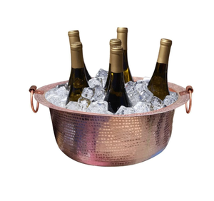 ถังแช่แชมเปญโลหะชุบทองแดงพร้อมหูจับ ถังน้ำแข็งสำหรับเครื่องดื่ม ตู้แช่ไวน์ อุปกรณ์บาร์หรูหรา และอุปกรณ์ปาร์ตี้ ตู้แช่ไวน์และเบียร์ - Product Image 2