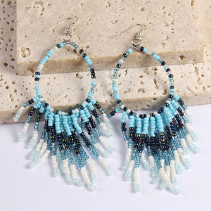 Pendientes de Moda Bohemios con Cuentas y Borlas para Mujer, Pendientes Hechos a Mano con Cuentas de Colores de MD HANDICRAFTS - Product Image 3